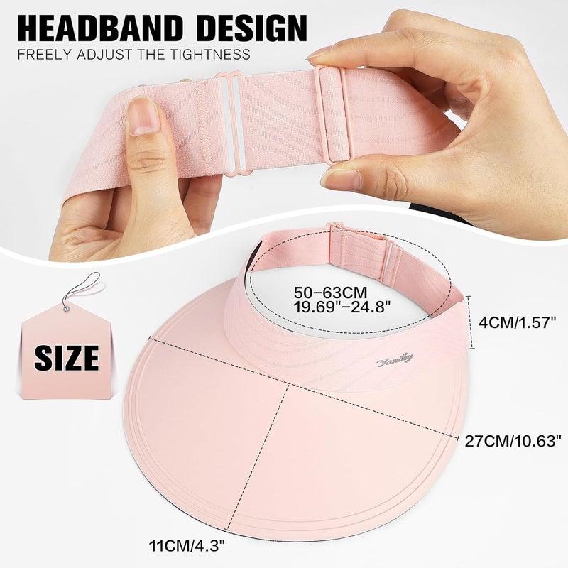 YANIKY Sun Visor for Women Wide Brim Summer UPF50+ UV Protection Seamless Sun Hats Foldable Beach Cap - Image 4